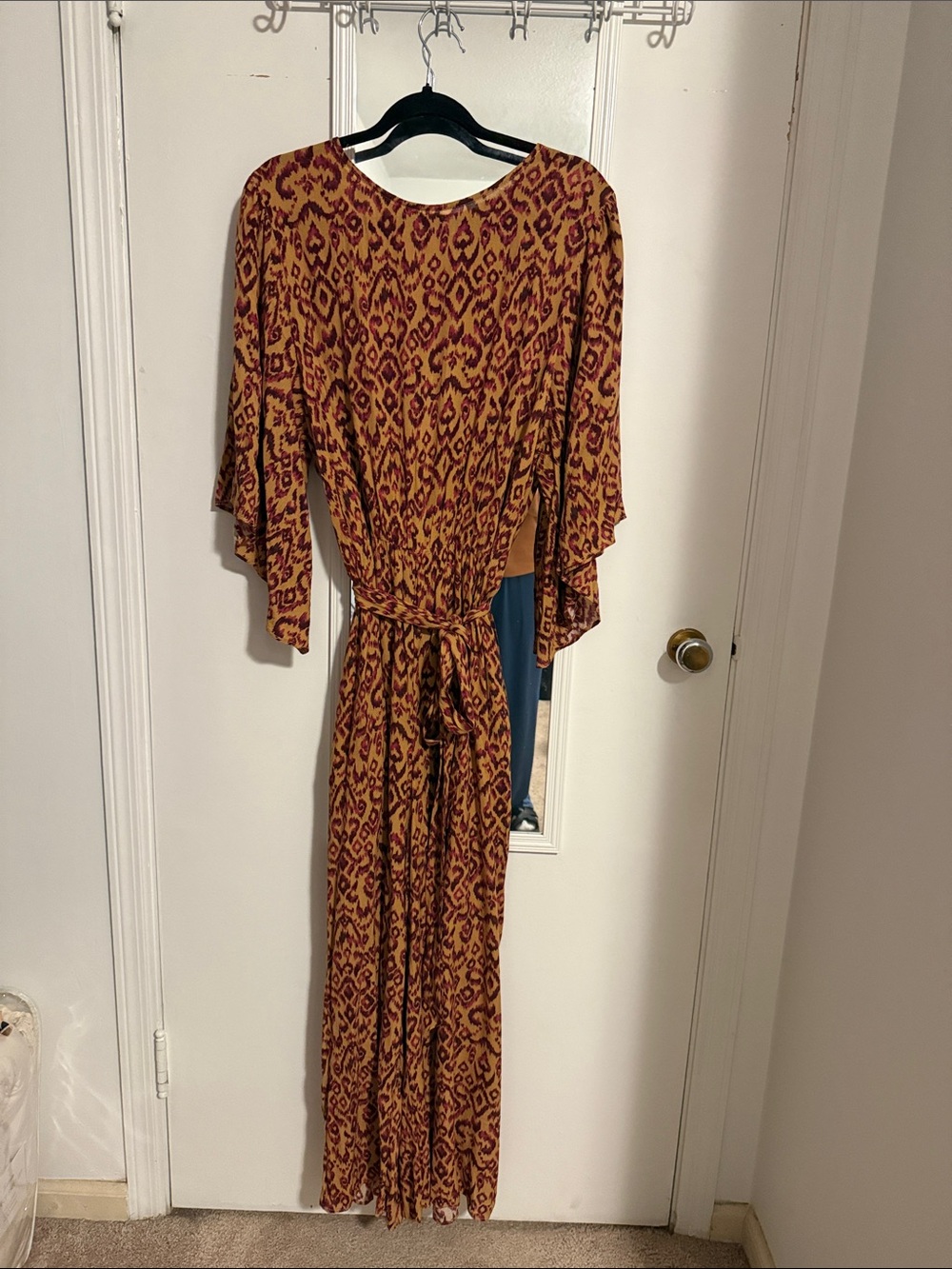 easel Rust and Burgundy Patterned Wide-Leg Jumpsuit